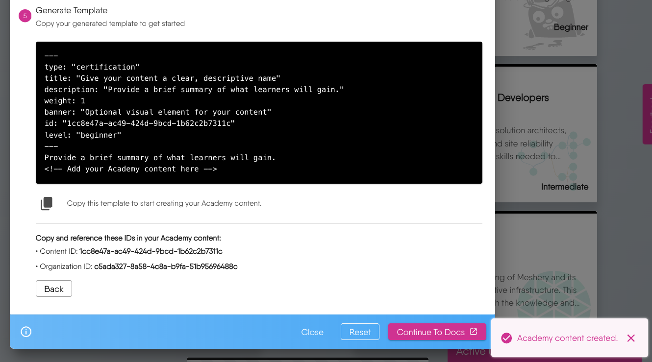 Step 5: Generate Template